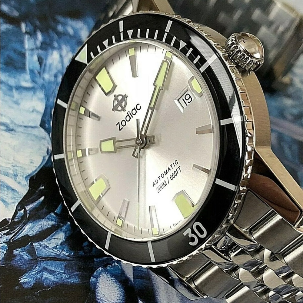 Zodiac Super Seawolf Compression Watch Silver Dial